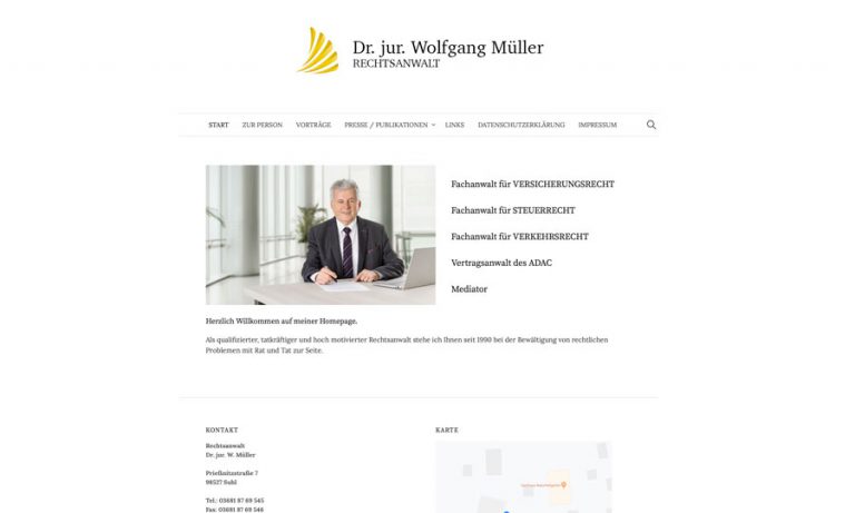 Internetseite Rechtsanwalt Dr. jur. W. Müller